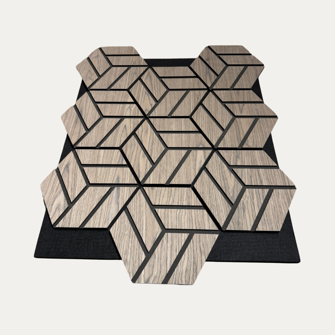 Nieuwe stijl Hexagon Vilt Akoestische Panelen – Geluidsisolatie – Voor Interieur – Walnoot