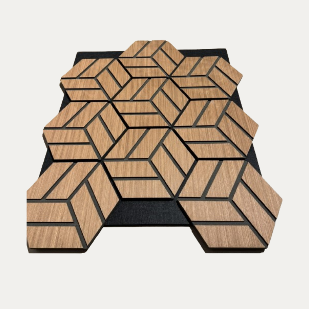 Nieuwe stijl Hexagon Vilt Akoestische Panelen – Geluidsisolatie – Voor Interieur – Red Wood