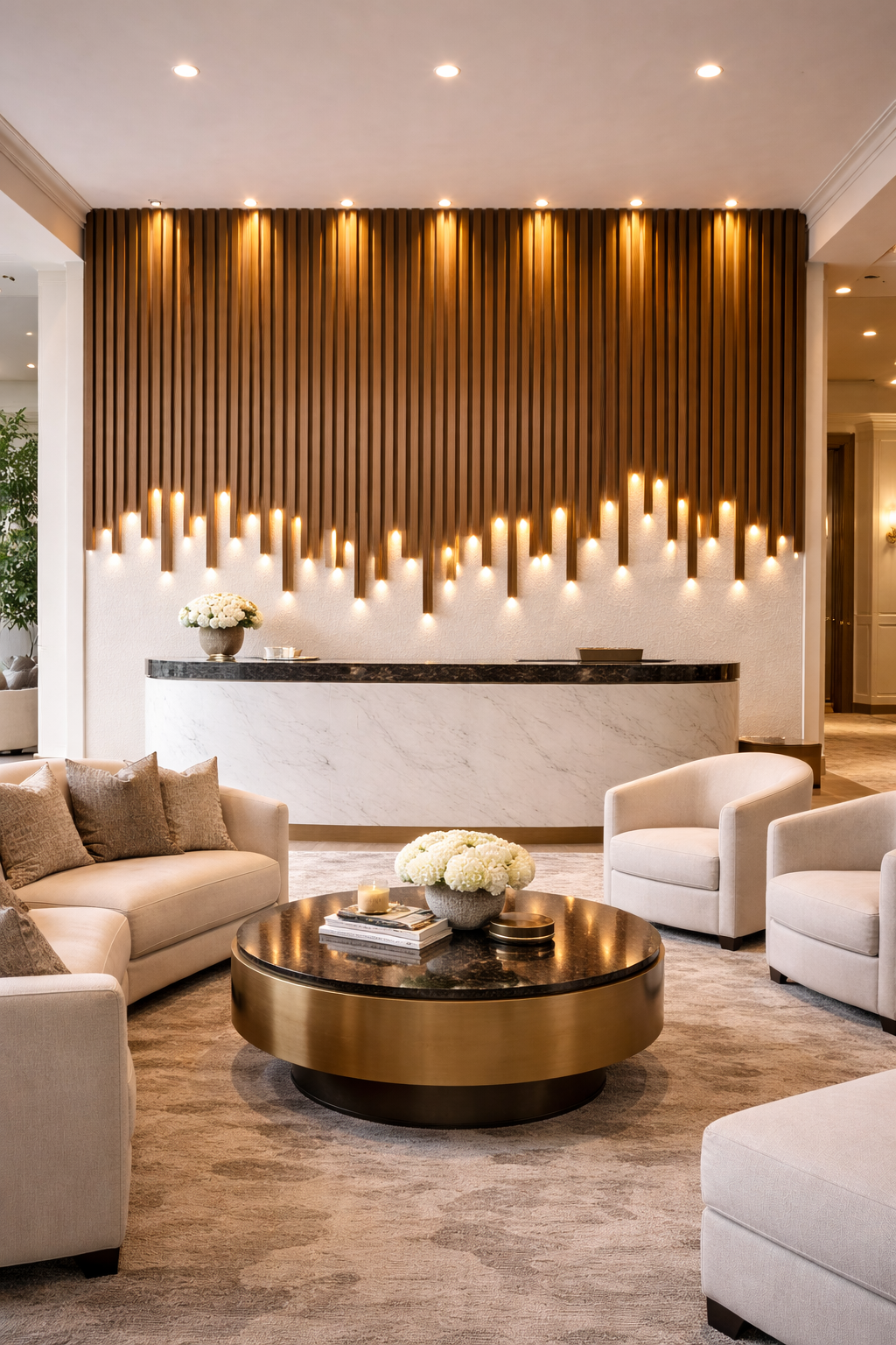 Binnenkolommen met LED Walnut 260x5cm