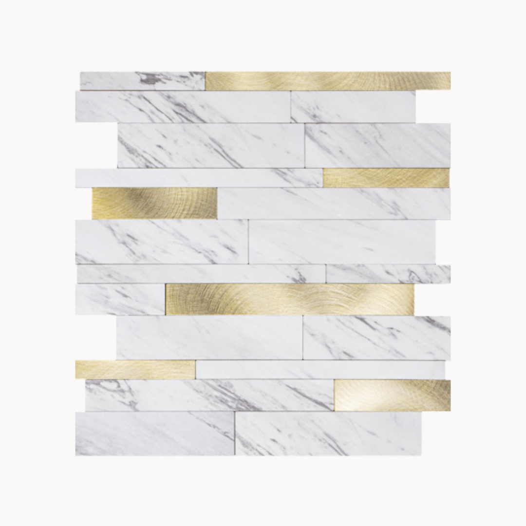 Zelfklevend mozaïek - Wit Marmerlook met Goud
