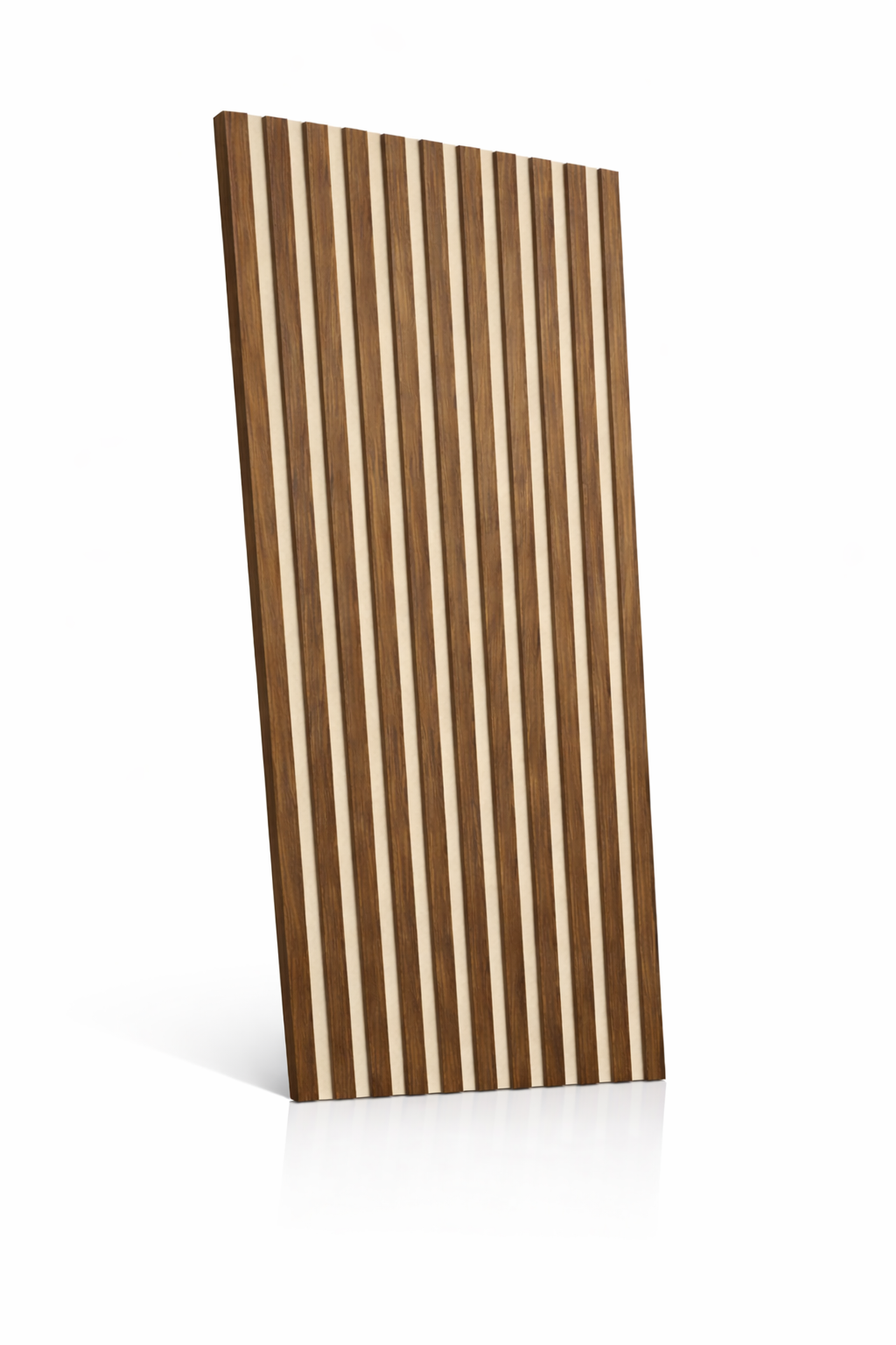 Akoestisch Wandpaneel – Walnootfineer met Licht Beige Vilt