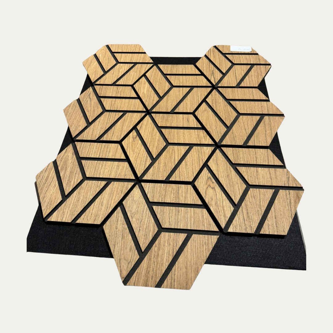 Nieuwe stijl Hexagon Vilt Akoestische Panelen – Geluidsisolatie – Voor Interieur – Natuur Eiken