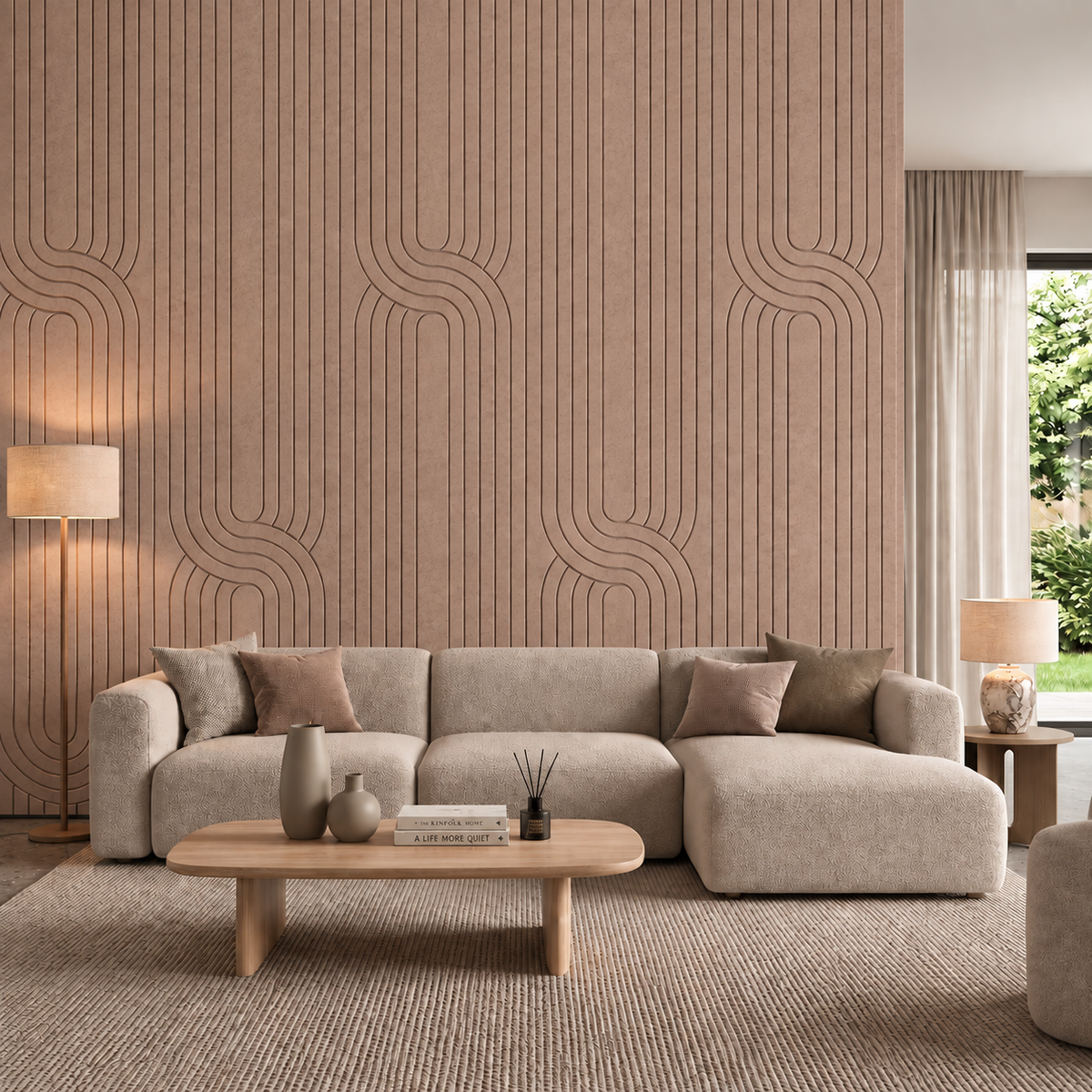 #V2 Vilt Wandpaneel - Taupe 280x122 – foto 2