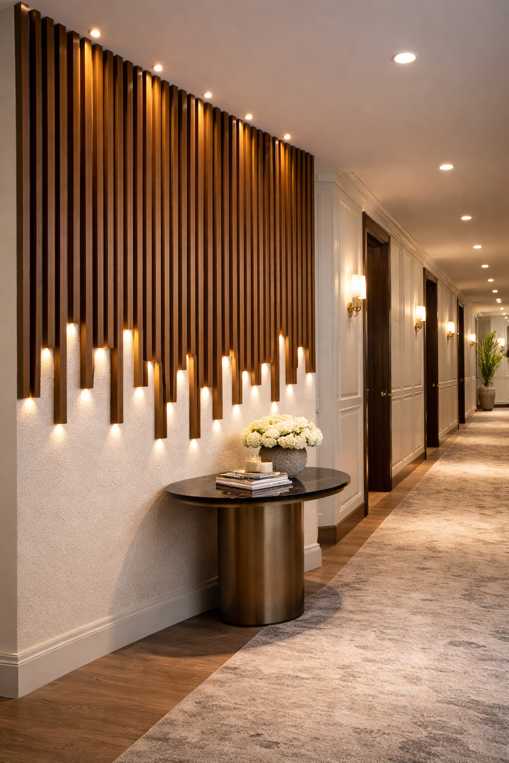 Binnenkolommen met LED Walnut 260x5cm – afbeelding 2