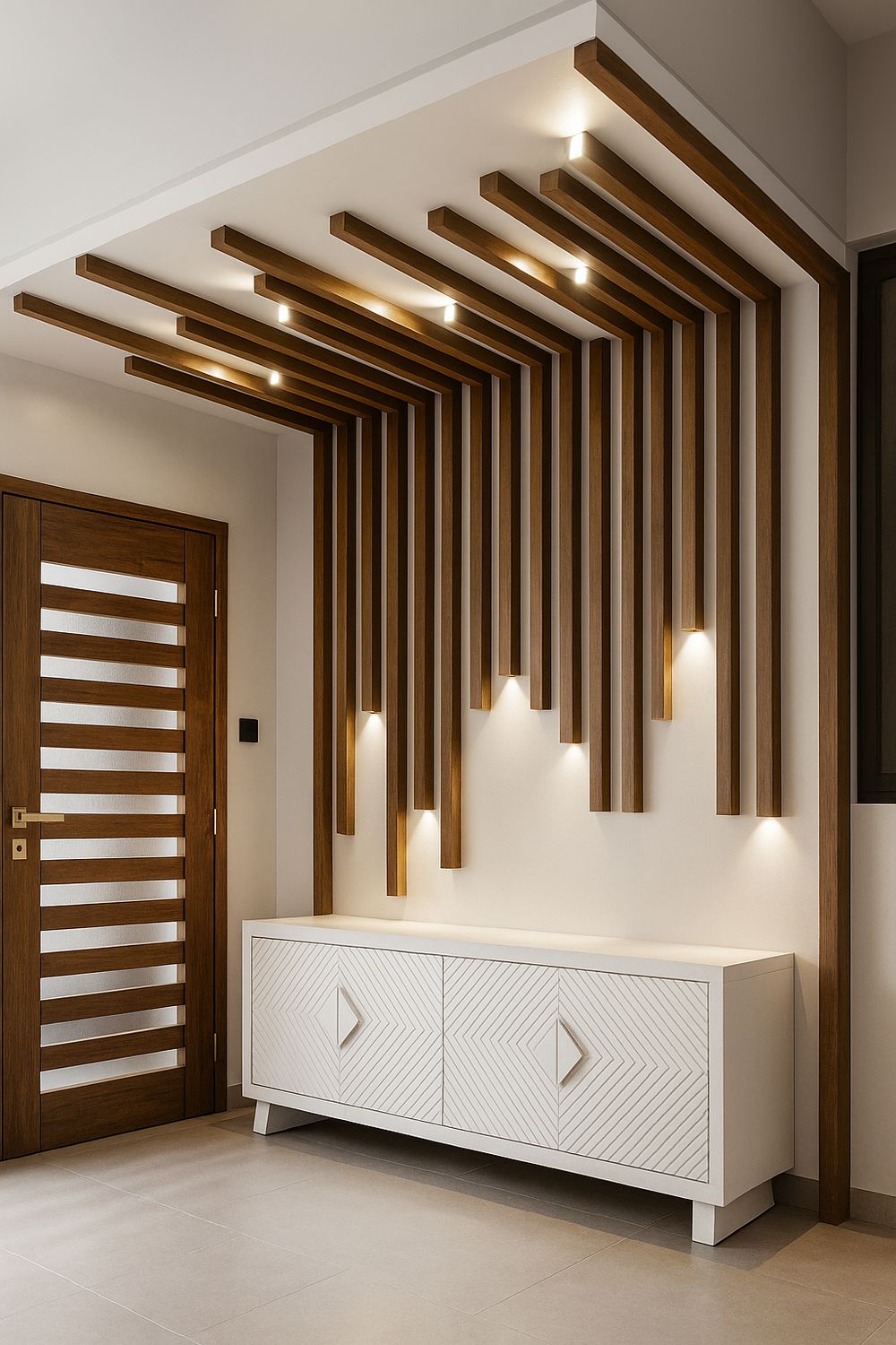 Binnenkolommen met LED Walnut 260x5cm – afbeelding 7